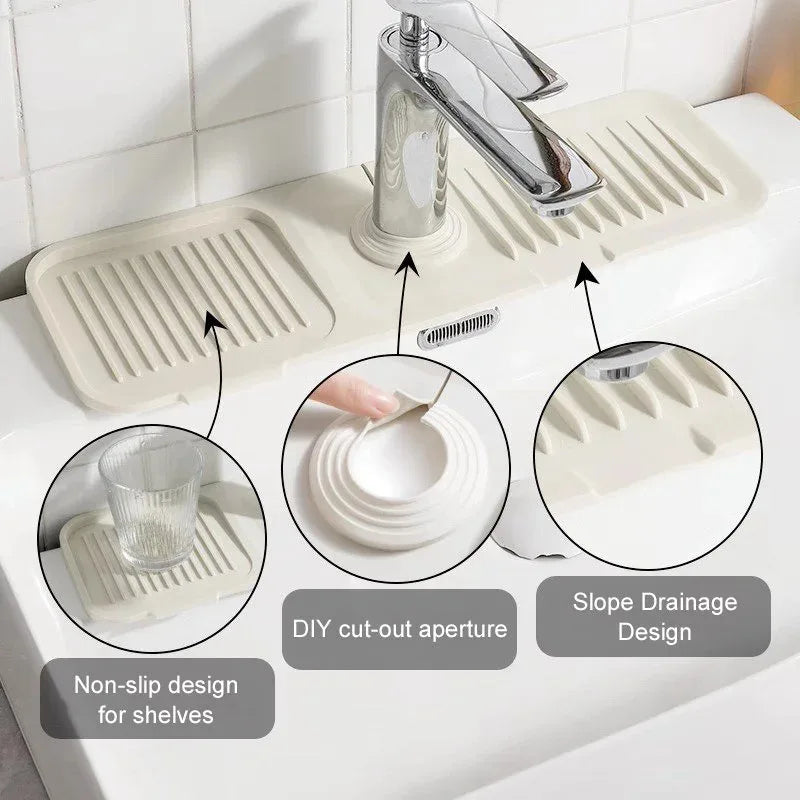 Faucet Absorbent Mat Silicon Kitchen Sink Splash Guard Drain Pad Water Splash Catcher Mats Countertop Protector Kitchen Gadgets