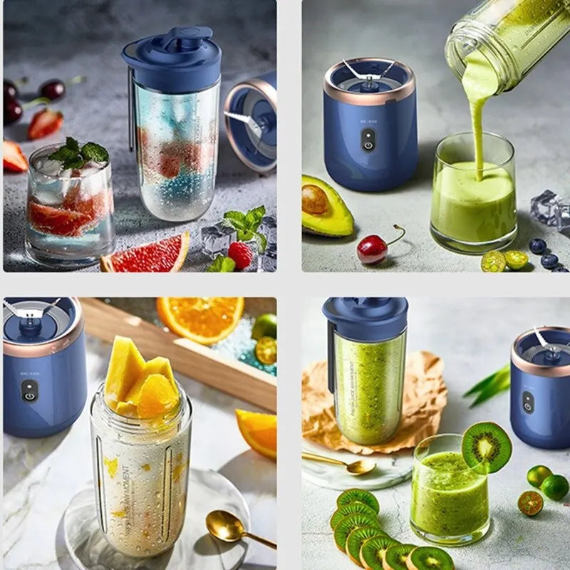 Daily Use Portable Small Electric Juicer Stainless Steel Blade Cup Juicer Fruit Automatic Smoothie Blender Kitchen Tool