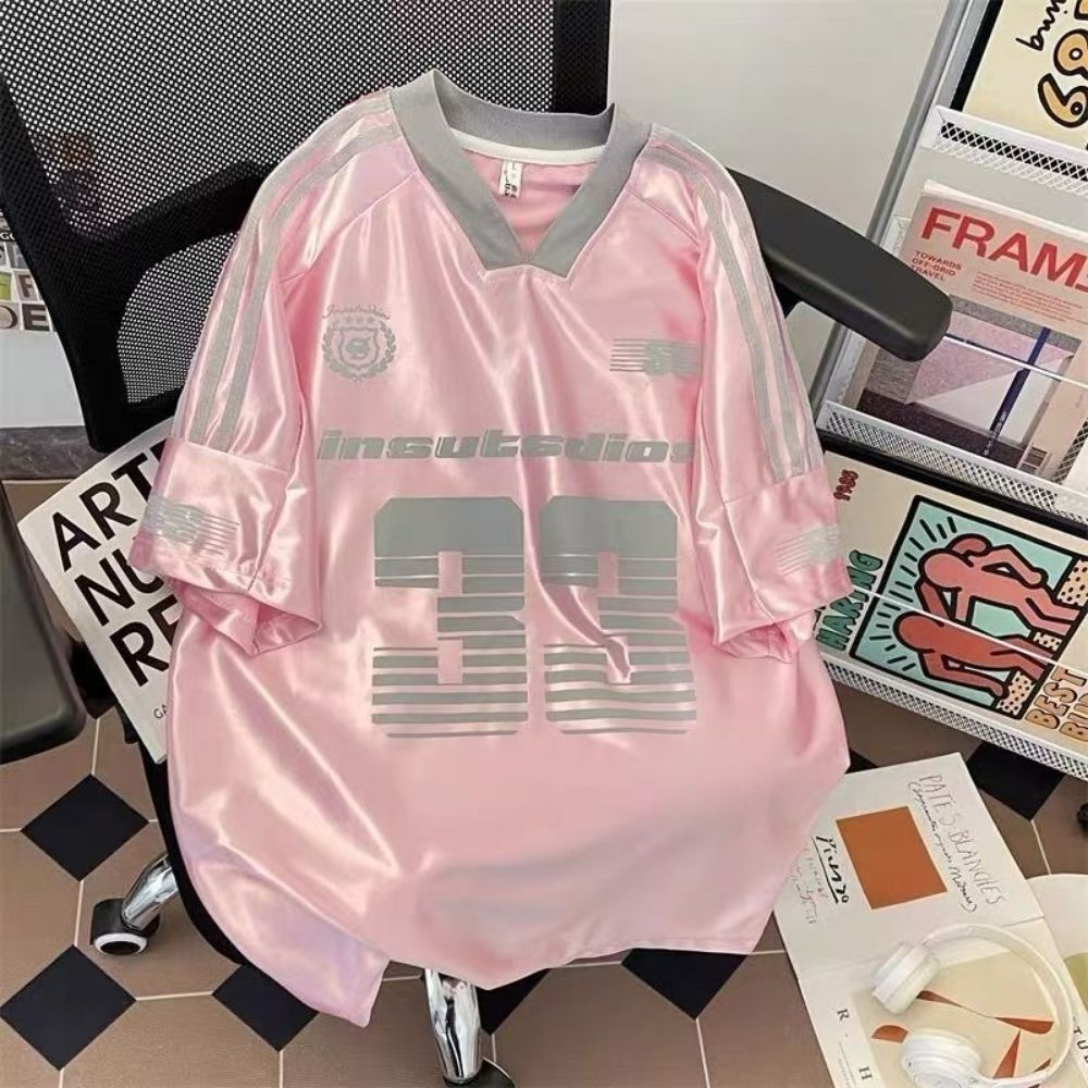 DAI (13) Pink Glossy Football Jersey Tee - Image 1