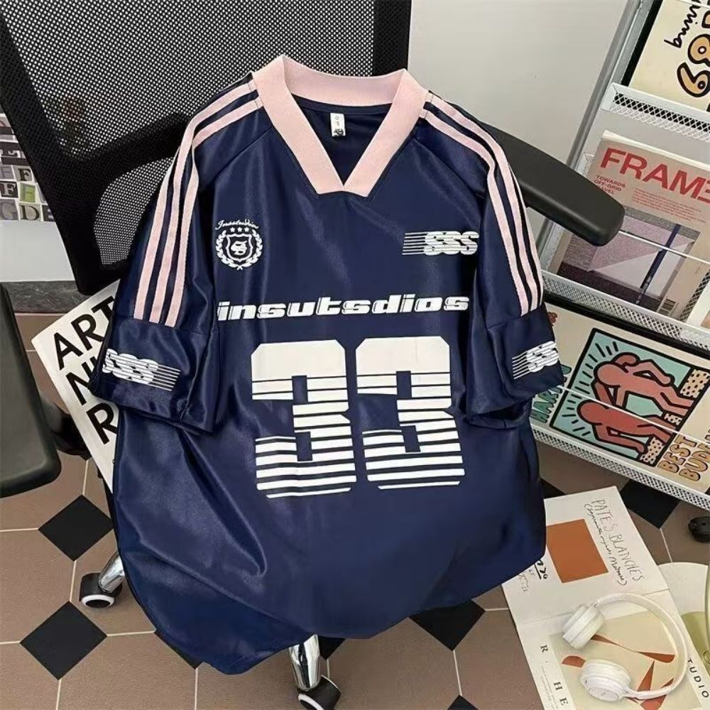 DAI (16) Navy Pink Football Jersey Tee - Image 1