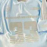 Sky Blue Glossy Football Jersey Tee - Image 2